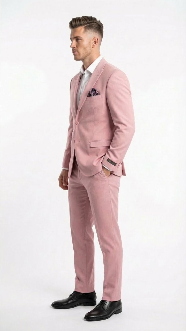 Vitali Brand Modern Fit Men’s Light Pink Formal Suit - Blush Color