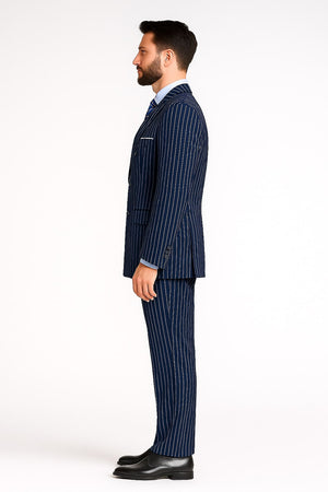 Mens Royal Blue Pinstripe Double-Breasted Suit  6-Button Classic Vintage Gangster Style in Indigo Cobalt Blue  Pinstripe Color