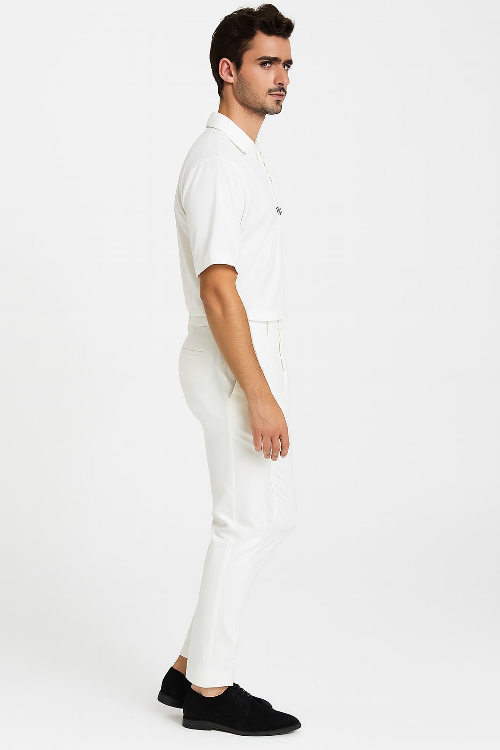 Mens White Lace-Up Renaissance Shirt  Linen Fabric Short Sleeve Casual Pirate Peasant Top