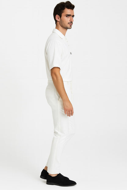 Mens White Lace-Up Renaissance Shirt  Linen Fabric Short Sleeve Casual Pirate Peasant Top