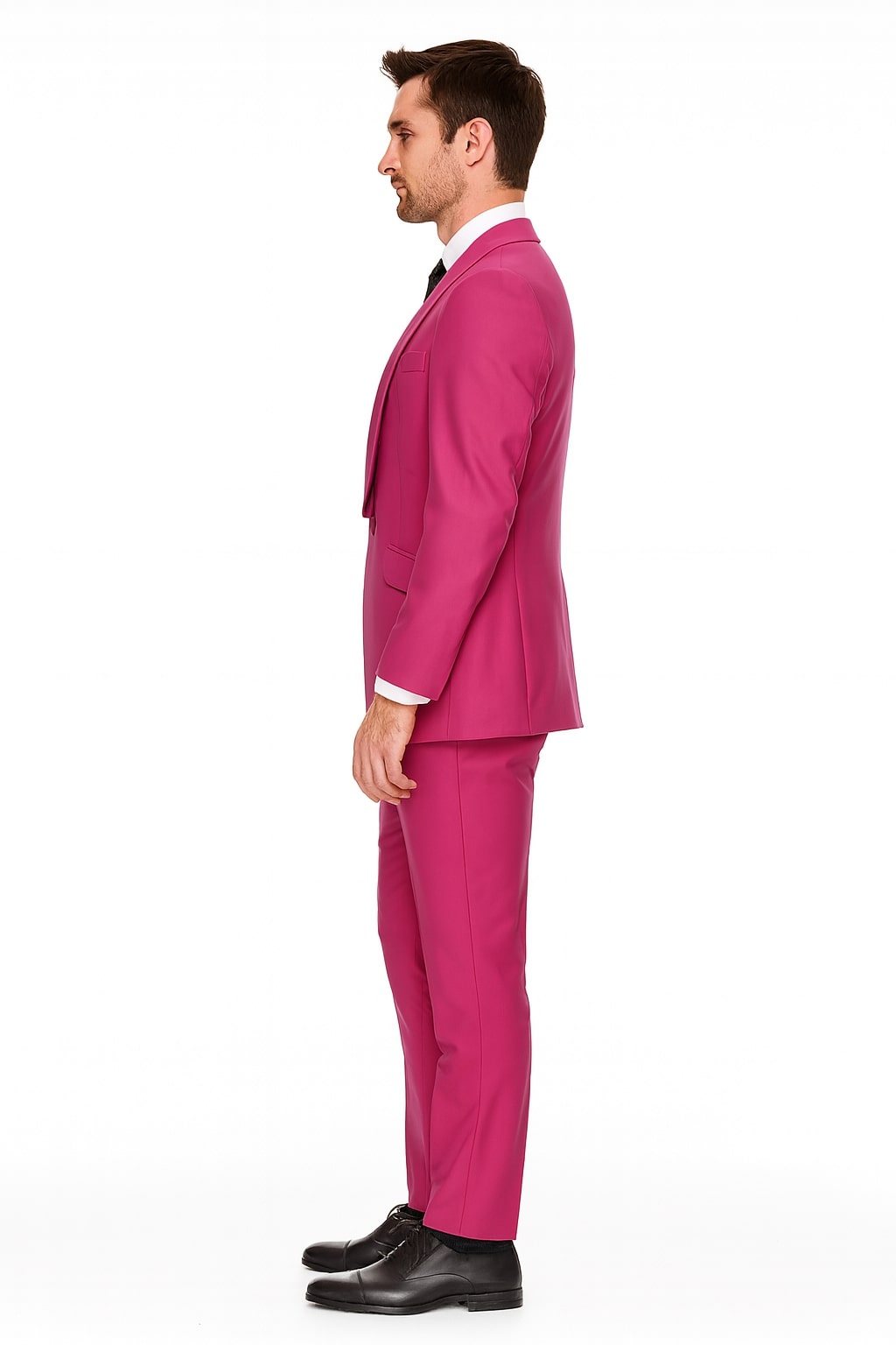 Mens Hot Pink Tuxedo Dinner Jacket  Pants with Shawl Lapel  Slim Fit 2-Piece Suit for Weddings, Proms Suit in Fuchsia Color