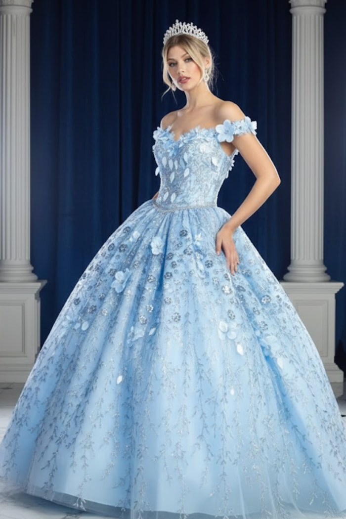 Floral Off The Shoulder Ball Gown Quinceanera Dress