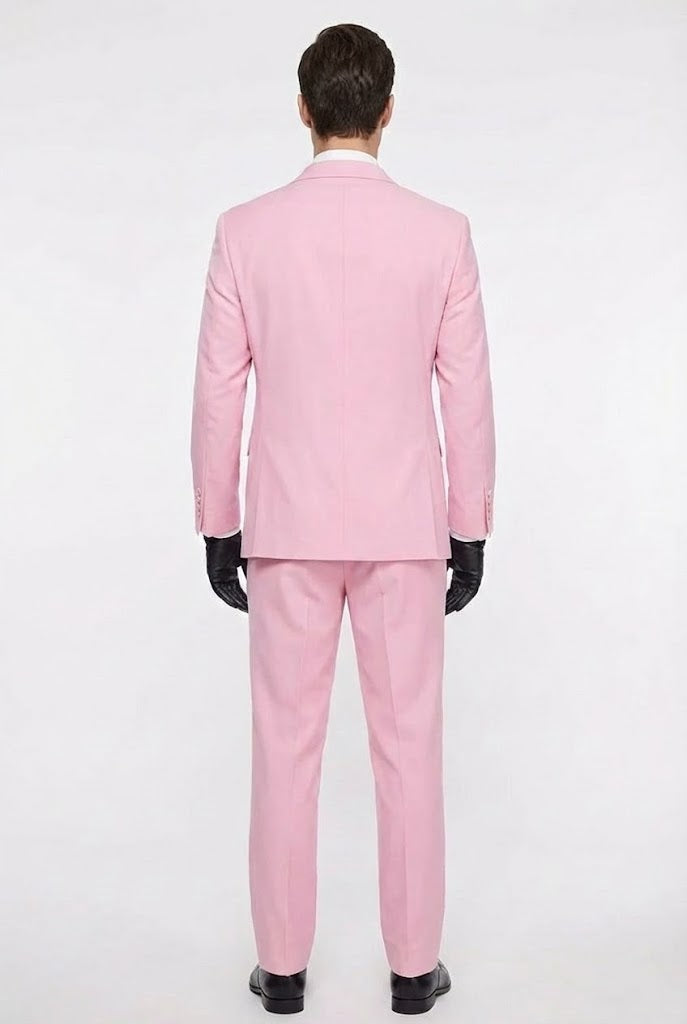 Men's Pink Two Piece Suit - Classic Fit Formal Jacket and Tailored Pants