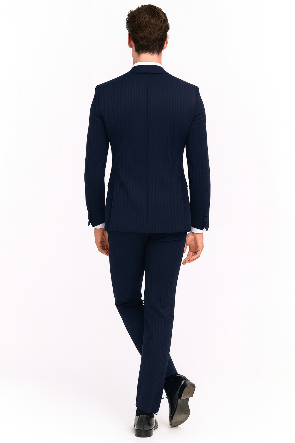 Mens Navy Blue Tuxedo with Satin Peak Lapel With Matching Color Lapel Sateen  Formal 2 Piece Suits