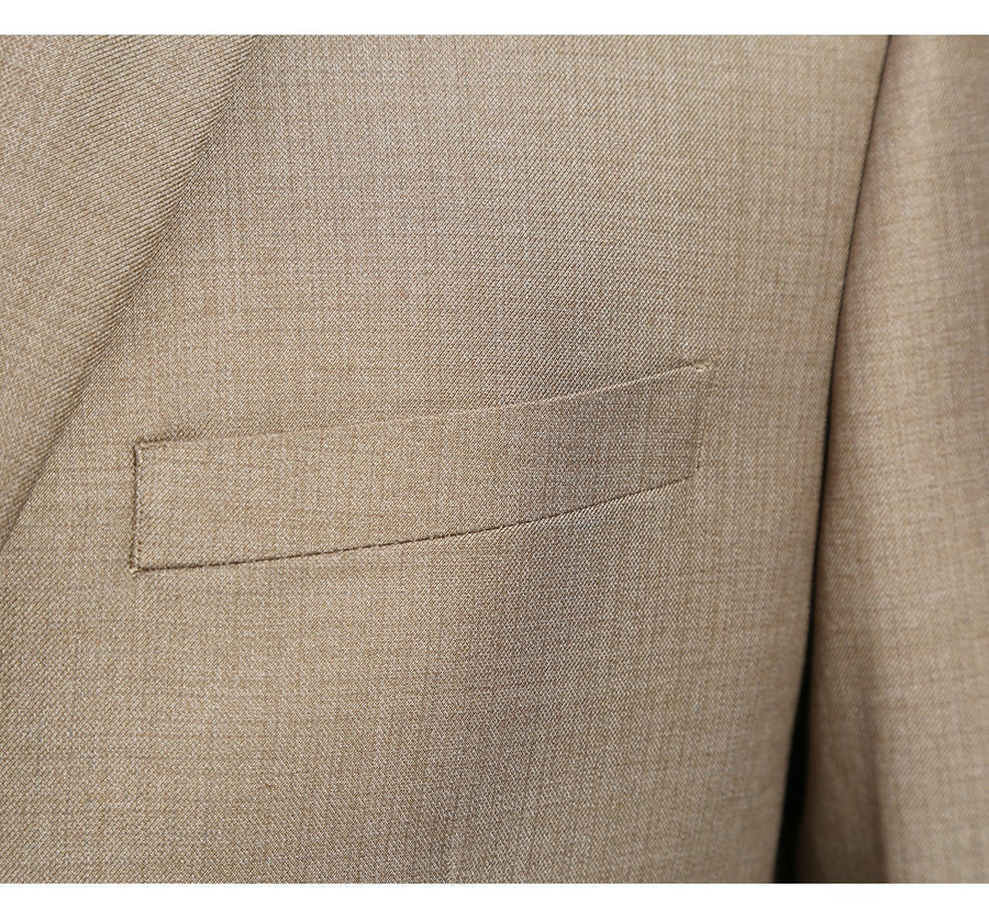 Mens Taupe Classic Fit 2-Button Suit with Optional Vest