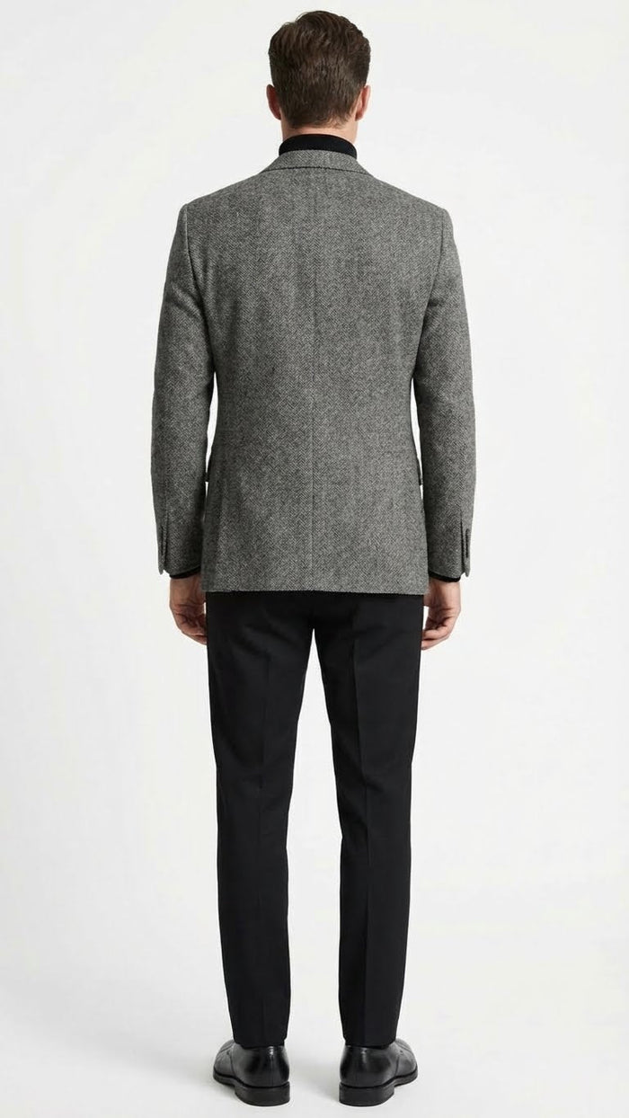 Men's Grey Tweed Herringbone Sport Coat - Gray Men's Blazer Suit Jacket