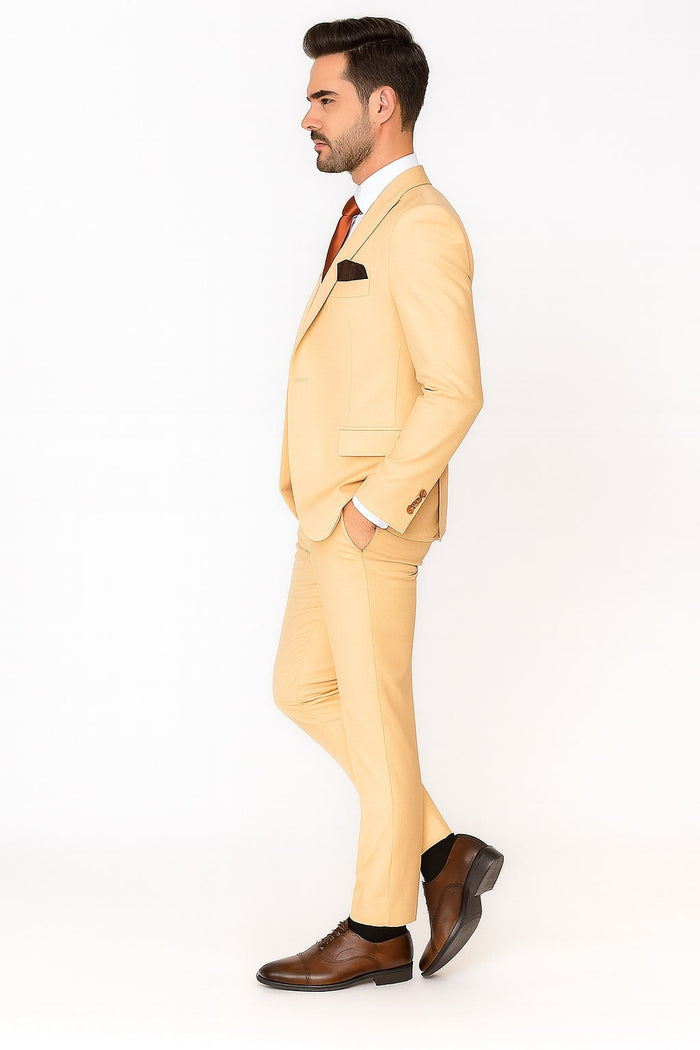 Mens Peach 3-Piece Suit  Double-Breasted Vest, Notch Lapel Blazer, Slim Fit Dress Pants