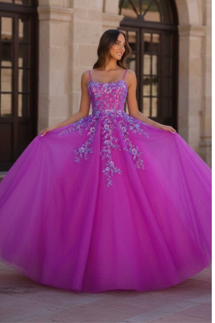 Nox Anabel H1464 Spaghetti Straps Quince Dress Embellished Long Prom Ball Gown