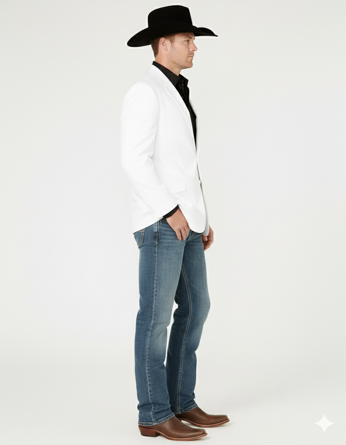 Mens White Western Blazer  Classic Cowboy Style Sport Coat for Formal - Cowboy Jacket