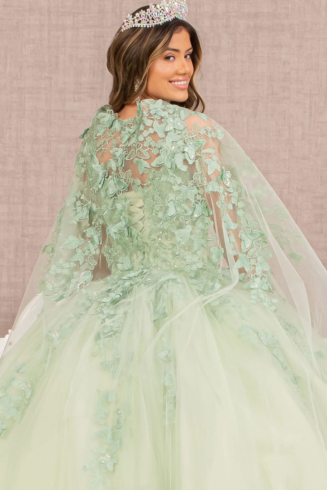 3D Butterfly Cape Ball Gown by Elizabeth K GL3104 - Quinceanera Dresses