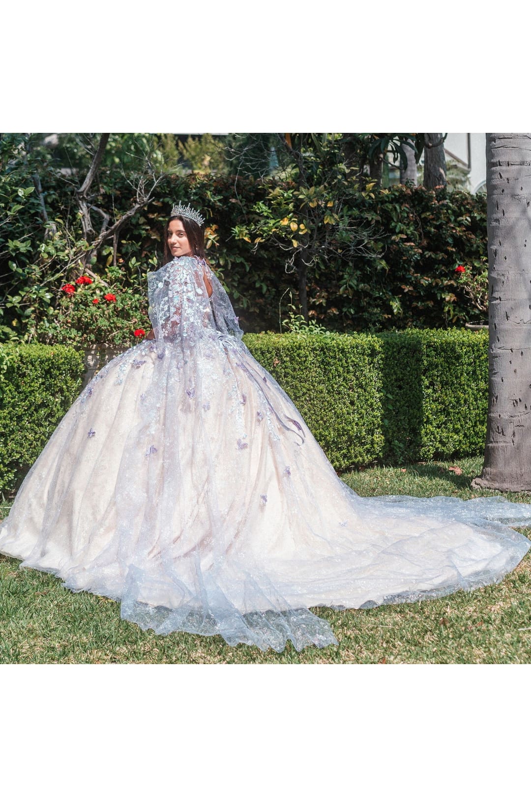 3D Butterfly Cape Ball Gown by GLS Gloria GL3501 - Quinceanera Dresses