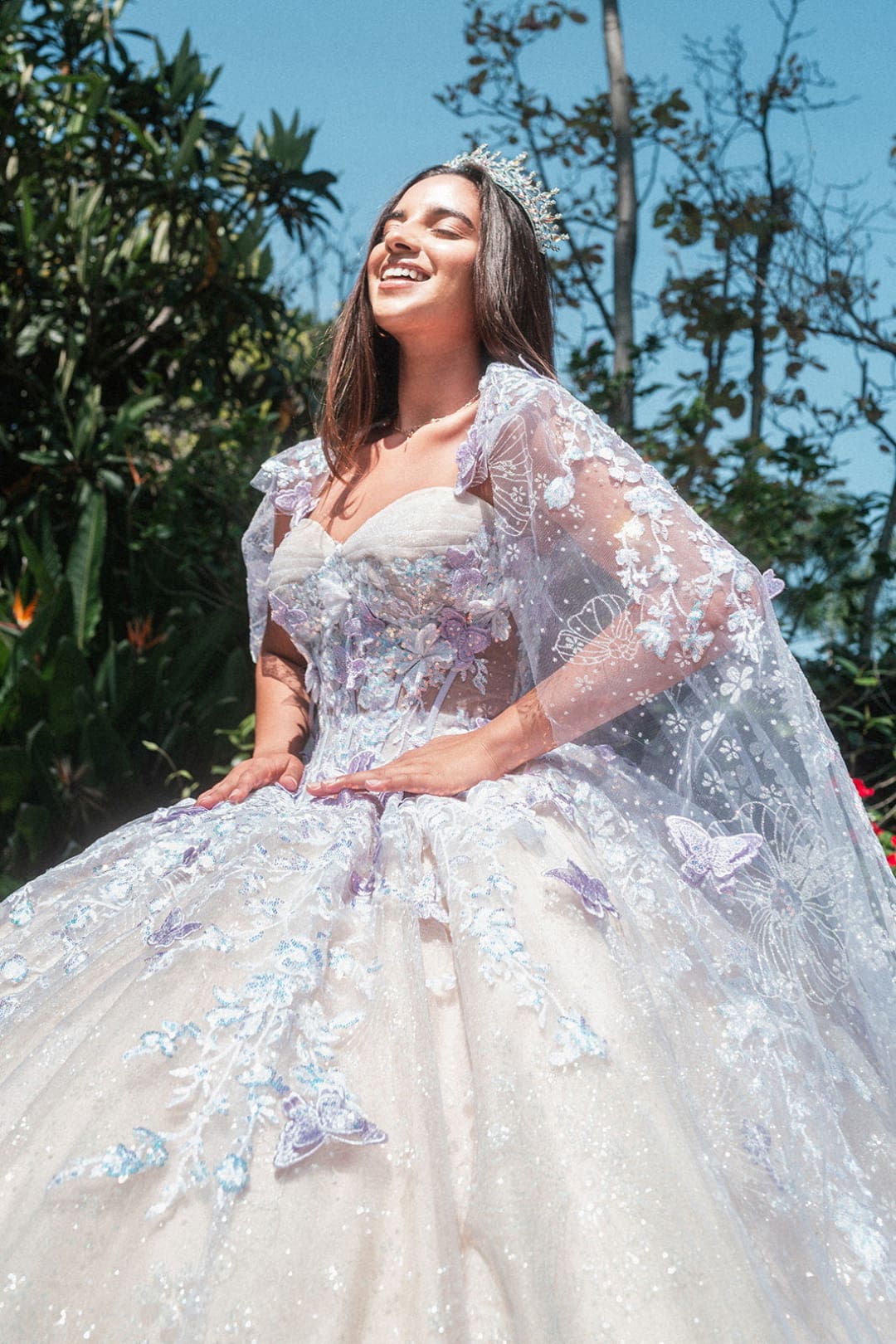 3D Butterfly Cape Ball Gown by GLS Gloria GL3501 - Quinceanera Dresses