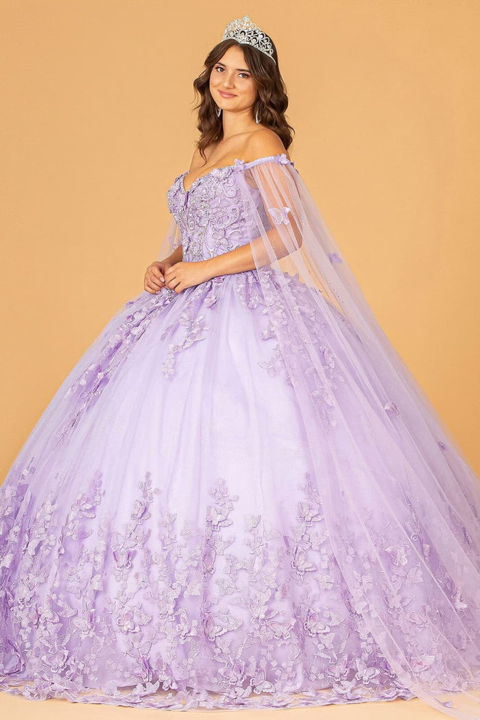 3D Butterfly Cape Sleeve Ball Gown by Elizabeth KGL3110