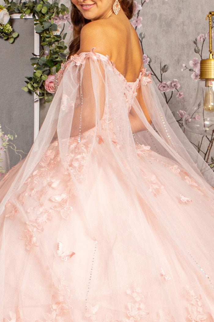 3D Butterfly Cape Sleeve Ball Gown by Elizabeth KGL3110