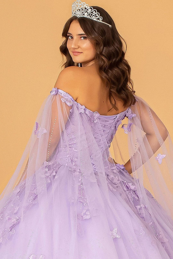 3D Butterfly Cape Sleeve Ball Gown by Elizabeth KGL3110
