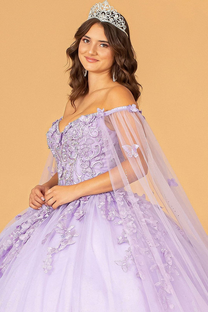 3D Butterfly Cape Sleeve Ball Gown by Elizabeth KGL3110
