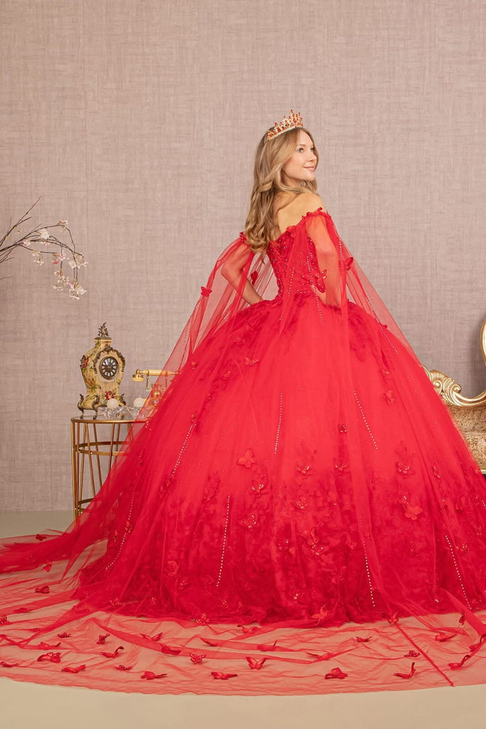 3D Butterfly Cape Sleeve Ball Gown by Elizabeth KGL3110