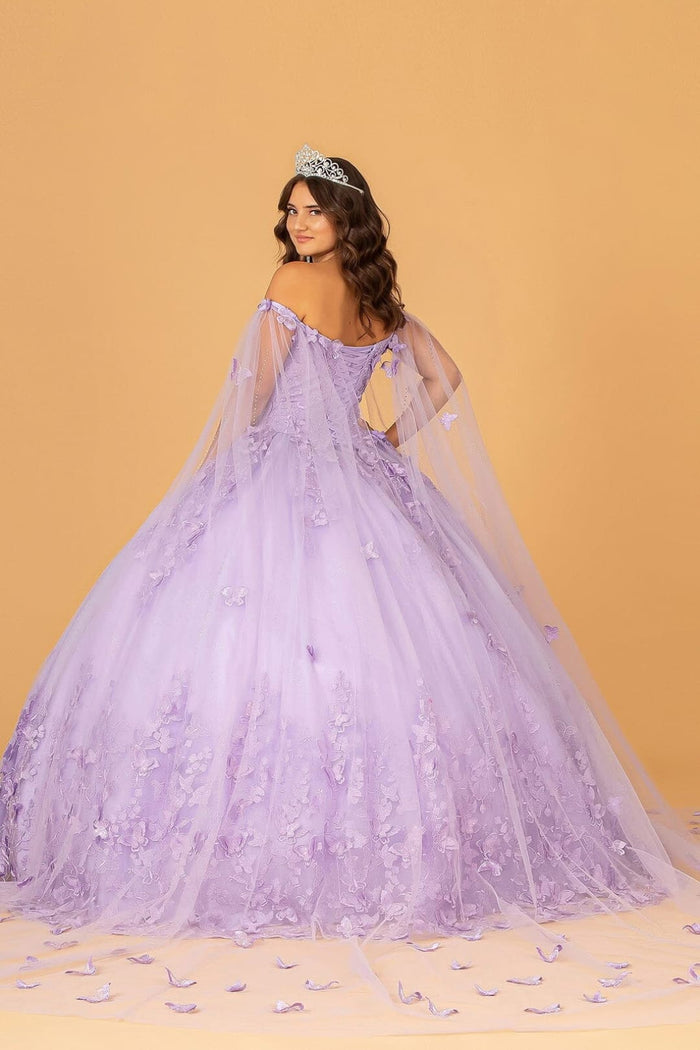 3D Butterfly Cape Sleeve Ball Gown by Elizabeth KGL3110
