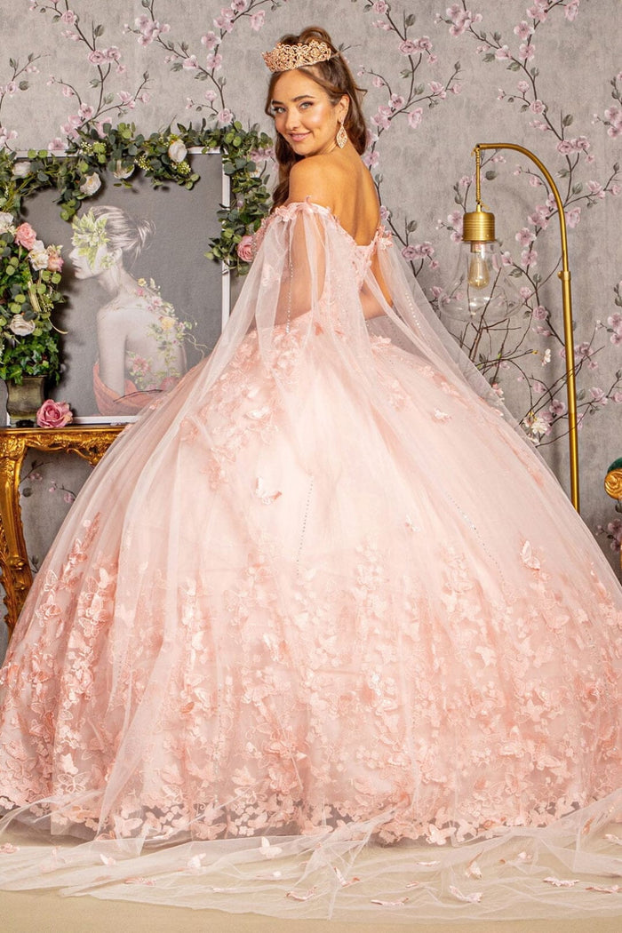 3D Butterfly Cape Sleeve Ball Gown by Elizabeth KGL3110