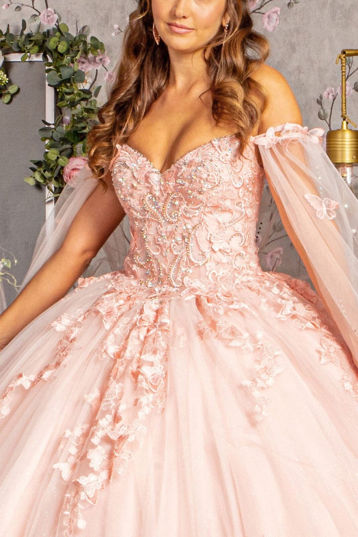 3D Butterfly Cape Sleeve Ball Gown by Elizabeth KGL3110