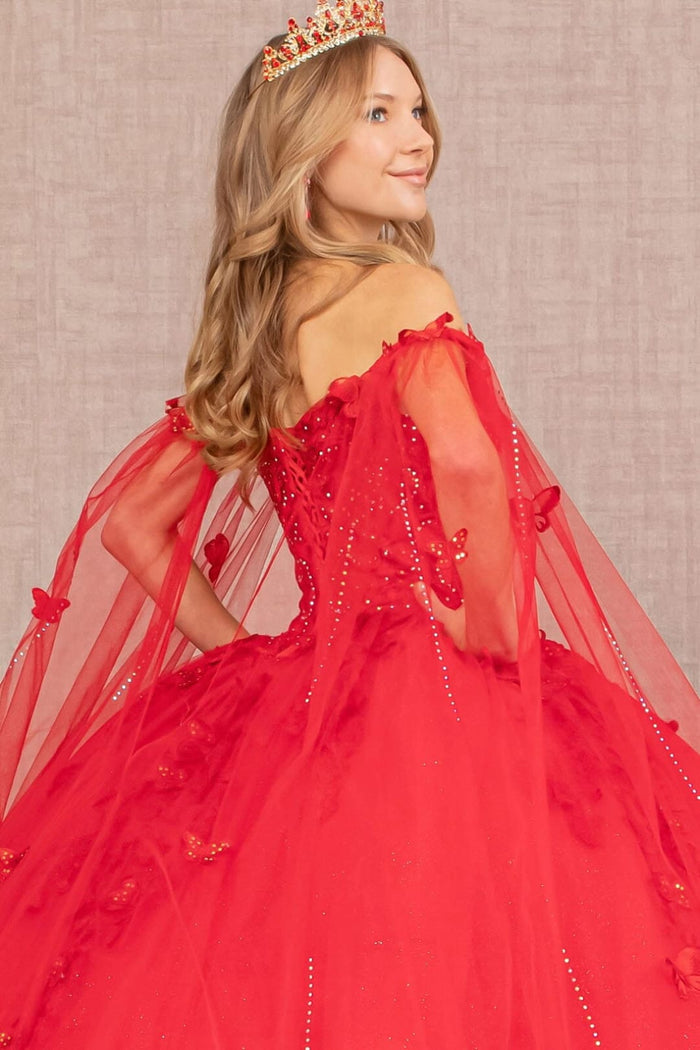 3D Butterfly Cape Sleeve Ball Gown by Elizabeth KGL3110
