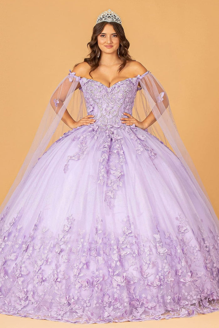 3D Butterfly Cape Sleeve Ball Gown by Elizabeth KGL3110