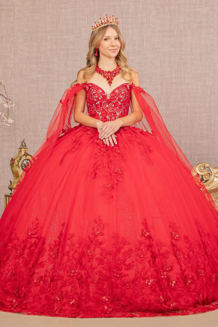 3D Butterfly Cape Sleeve Ball Gown by Elizabeth KGL3110
