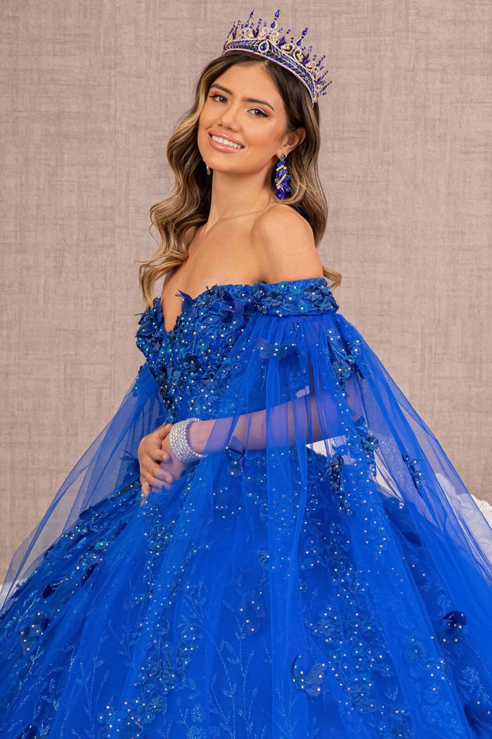3D Butterfly Cape Sleeve Ball Gown by Elizabeth KGL3111