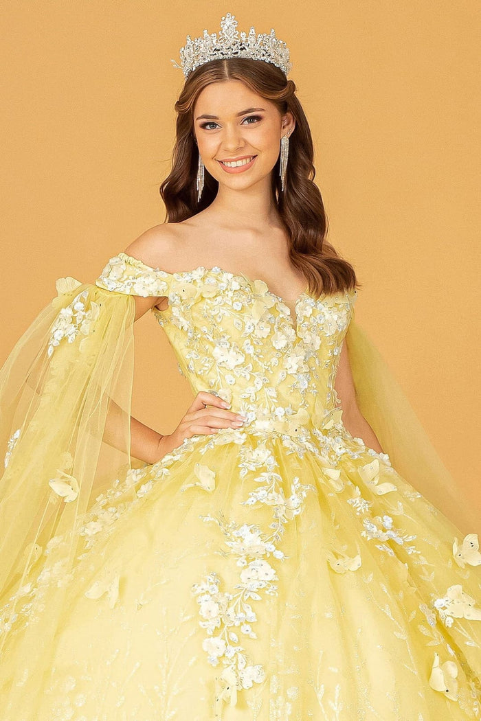3D Butterfly Cape Sleeve Ball Gown by Elizabeth KGL3111