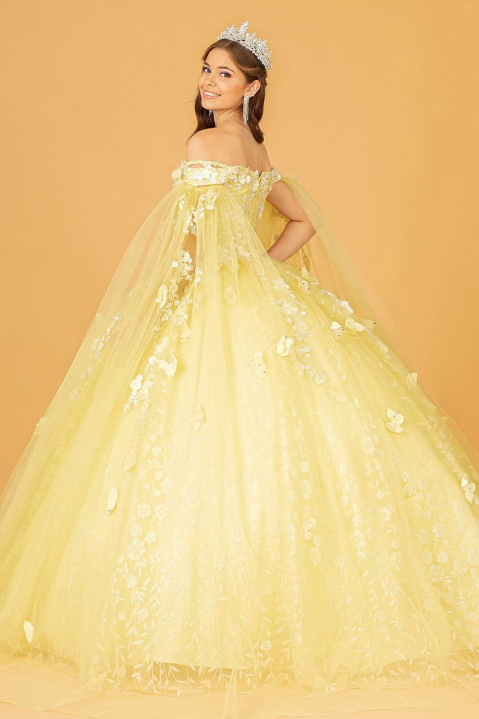 3D Butterfly Cape Sleeve Ball Gown by Elizabeth KGL3111