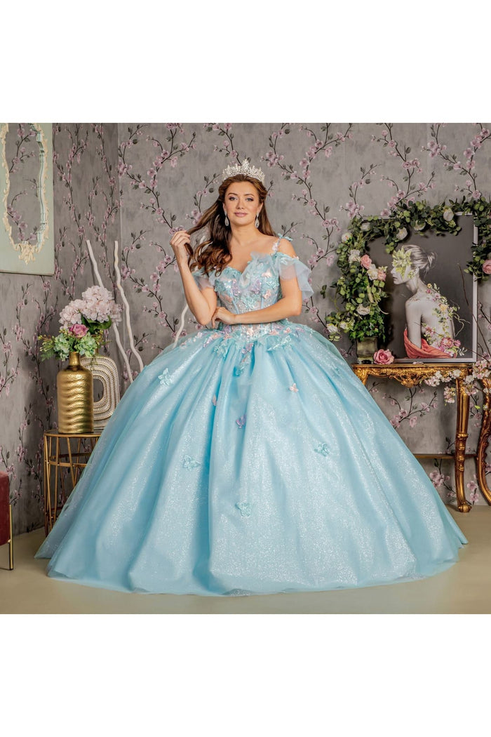 3D Butterfly Cold Shoulder Ball Gown by GLS Gloria GL3483