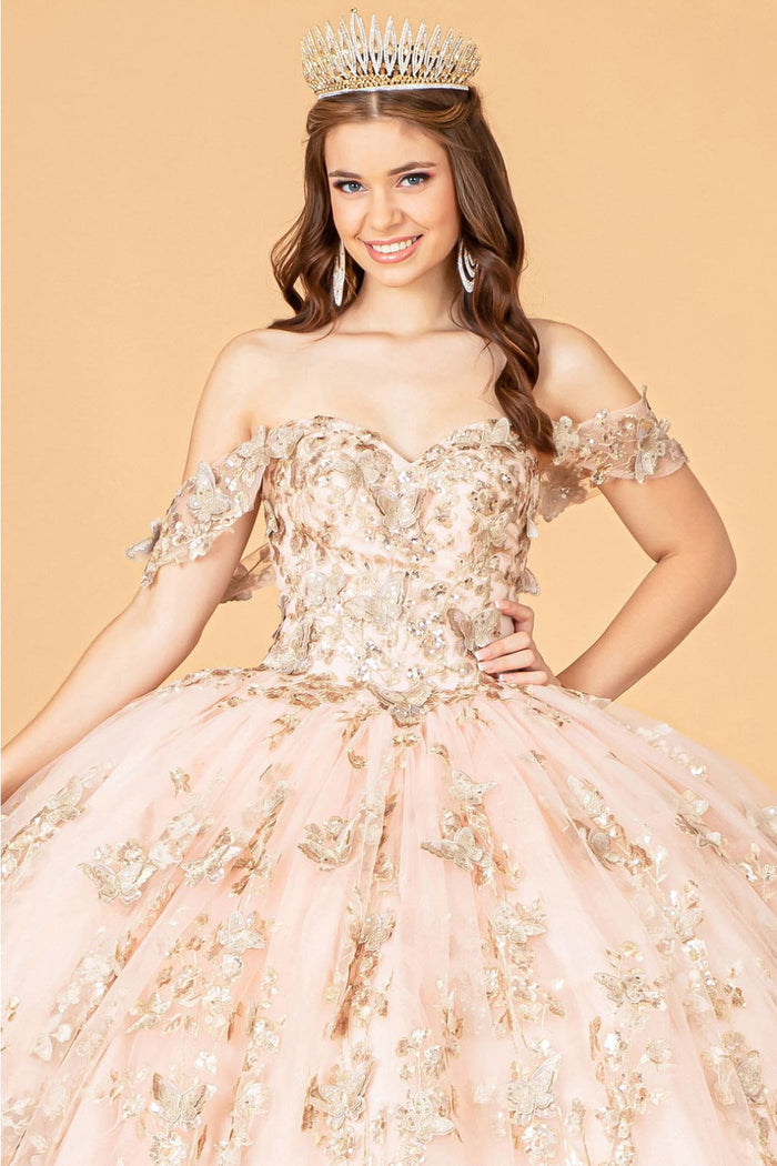 3D Butterfly Off Shoulder Ball Gown by Elizabeth KGL3077