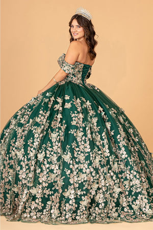 3D Butterfly Off Shoulder Ball Gown by Elizabeth K GL3077 - Quinceanera Dresses