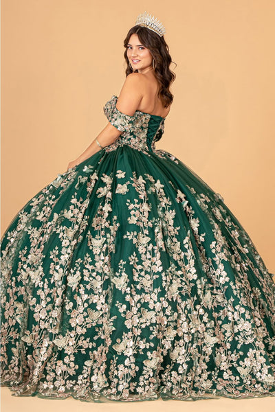 3D Butterfly Off Shoulder Ball Gown by Elizabeth K GL3077 - Quinceanera Dresses