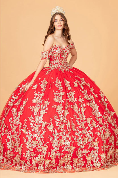 3D Butterfly Off Shoulder Ball Gown by Elizabeth KGL3077