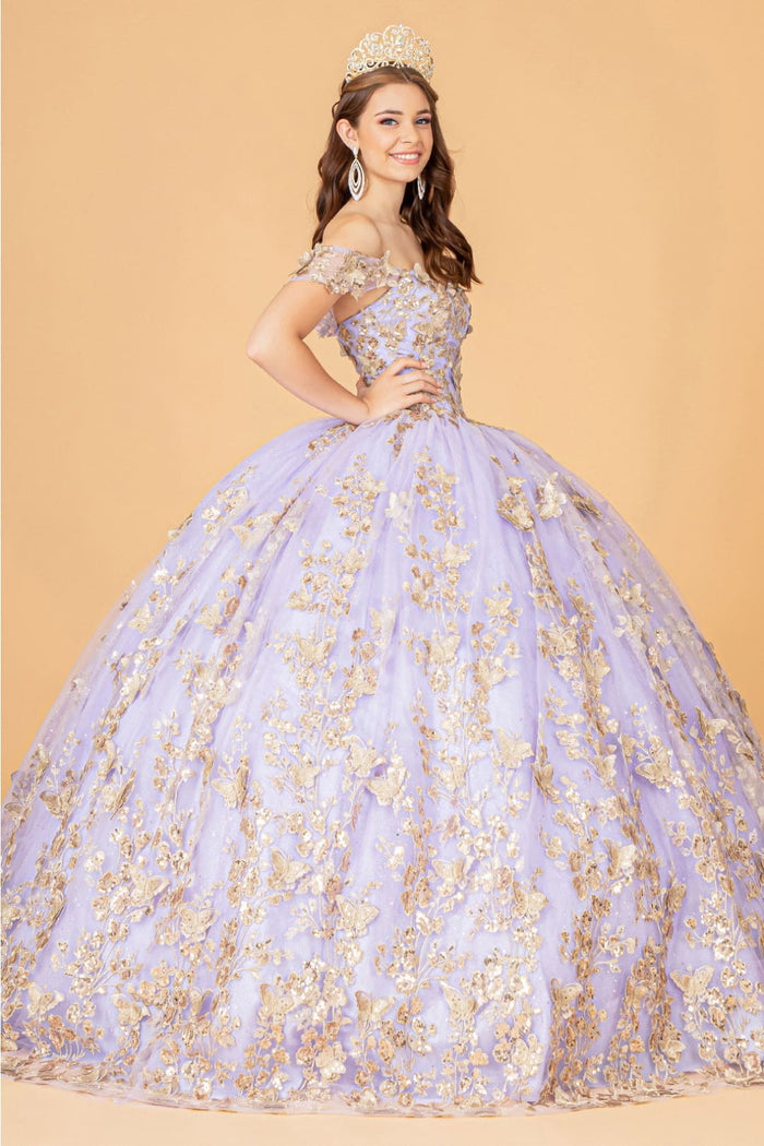 3D Butterfly Off Shoulder Ball Gown by Elizabeth KGL3077