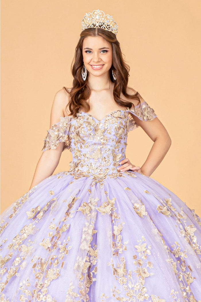 3D Butterfly Off Shoulder Ball Gown by Elizabeth KGL3077