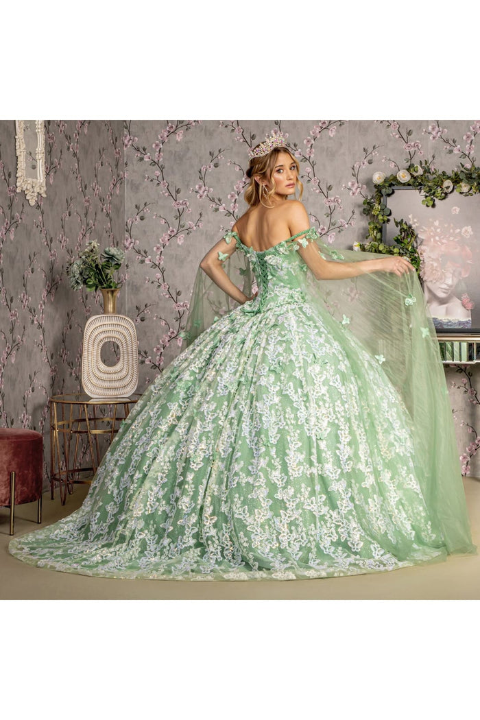 3D Butterfly Off Shoulder Ball Gown by GLS Gloria GL3451
