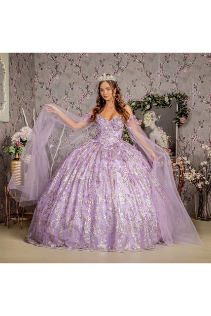 3D Butterfly Off Shoulder Ball Gown by GLS Gloria GL3451 - Quinceanera Dresses