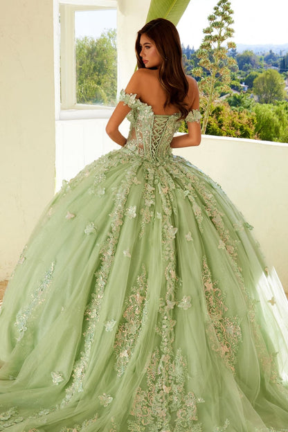 3D Butterfly Off Shoulder Ball Gown by Juliet JT1485J - Quinceanera Dresses