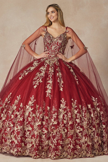 Juliet 1442 3D Butterfly Appliqué Glitter Tulle Sleeveless Quinceanera Dress