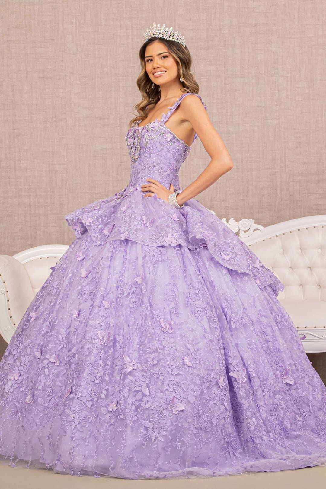 3D Butterfly Sweetheart Ball Gown by Elizabeth K GL3112 - Quinceanera Dresses