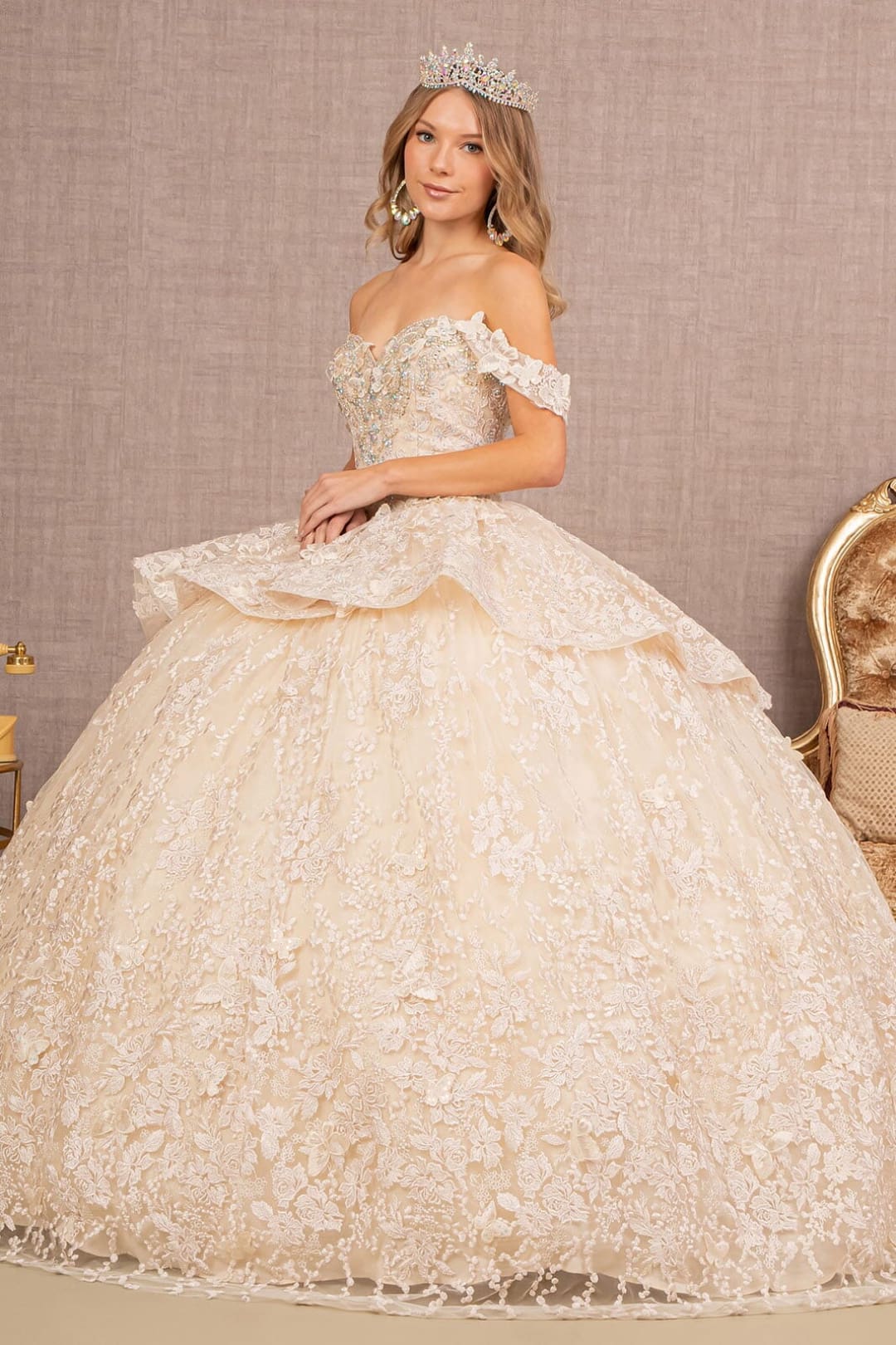 3D Butterfly Sweetheart Ball Gown by Elizabeth K GL3112 - Quinceanera Dresses