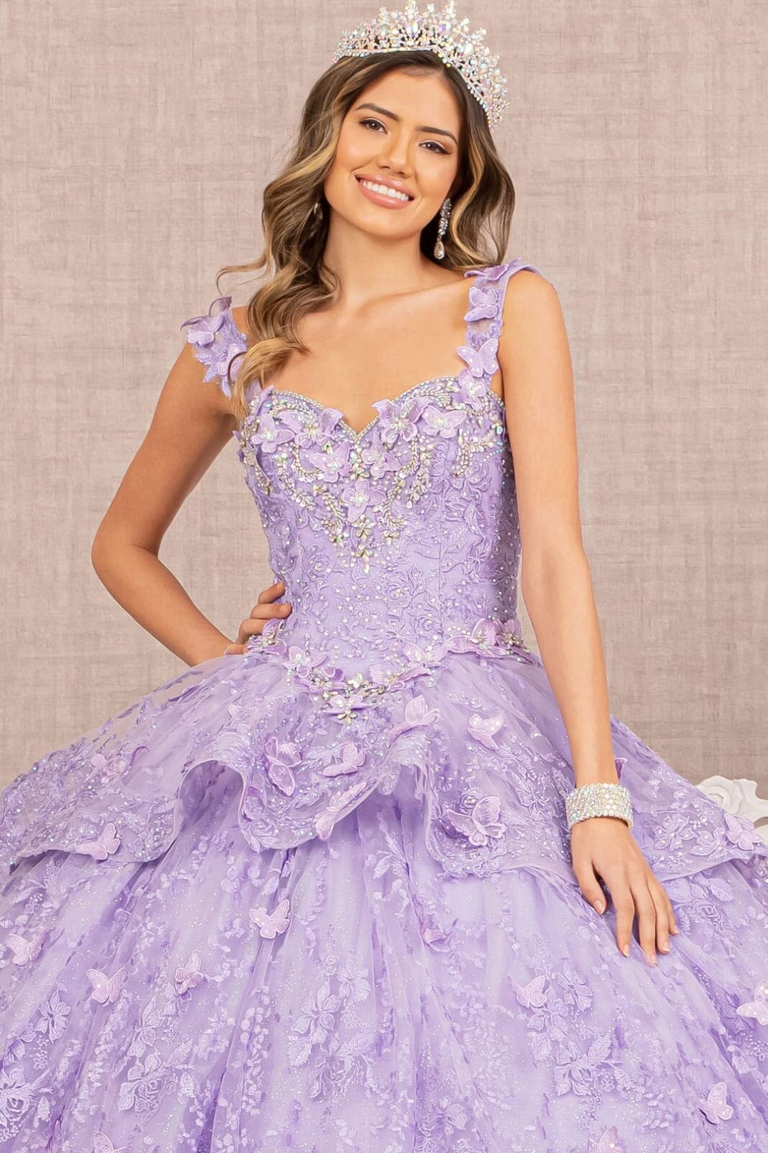 3D Butterfly Sweetheart Ball Gown by Elizabeth K GL3112 - Quinceanera Dresses