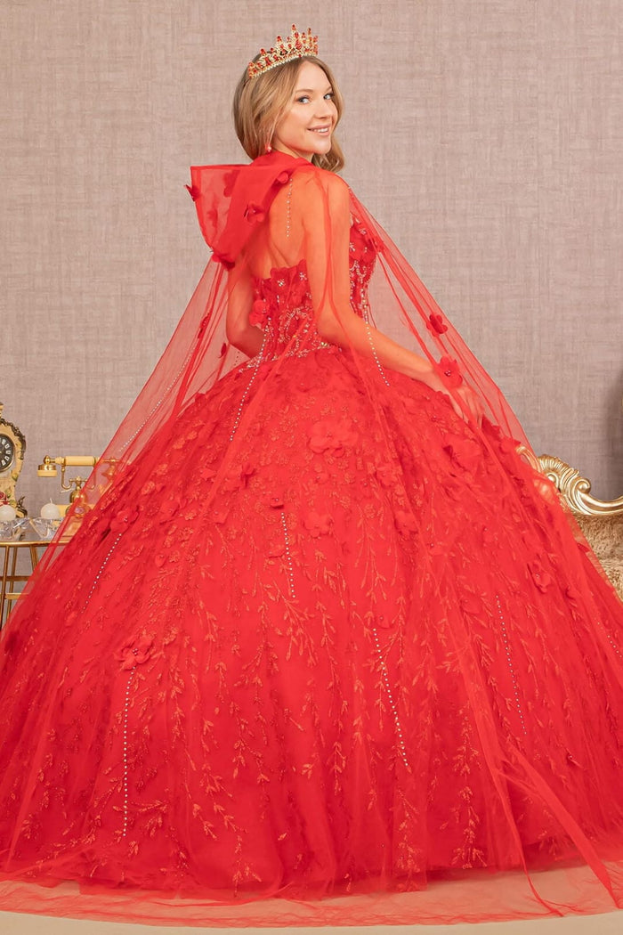 3D Floral Cape Ball Gown by Elizabeth KGL1939