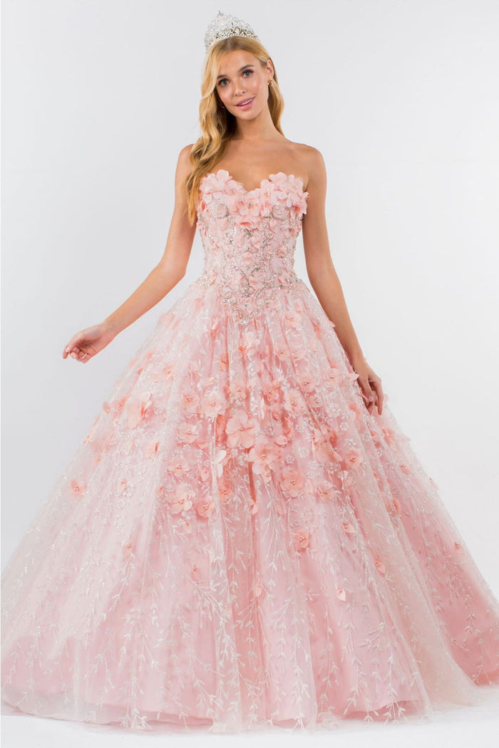 3D Floral Cape Ball Gown by Elizabeth KGL1939