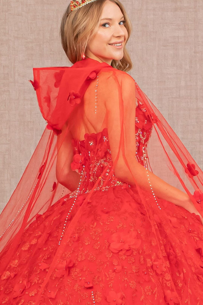 3D Floral Cape Ball Gown by Elizabeth KGL1939