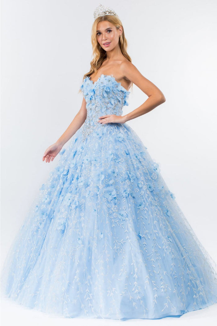 3D Floral Cape Ball Gown by Elizabeth KGL1939