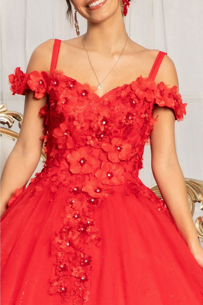 3D Floral Cold Shoulder Ball Gown by Elizabeth KGL1988