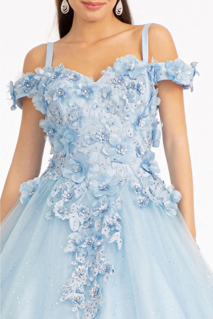 3D Floral Cold Shoulder Ball Gown by Elizabeth KGL1988